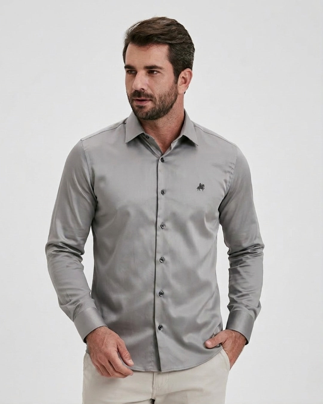 Camisa social cinza